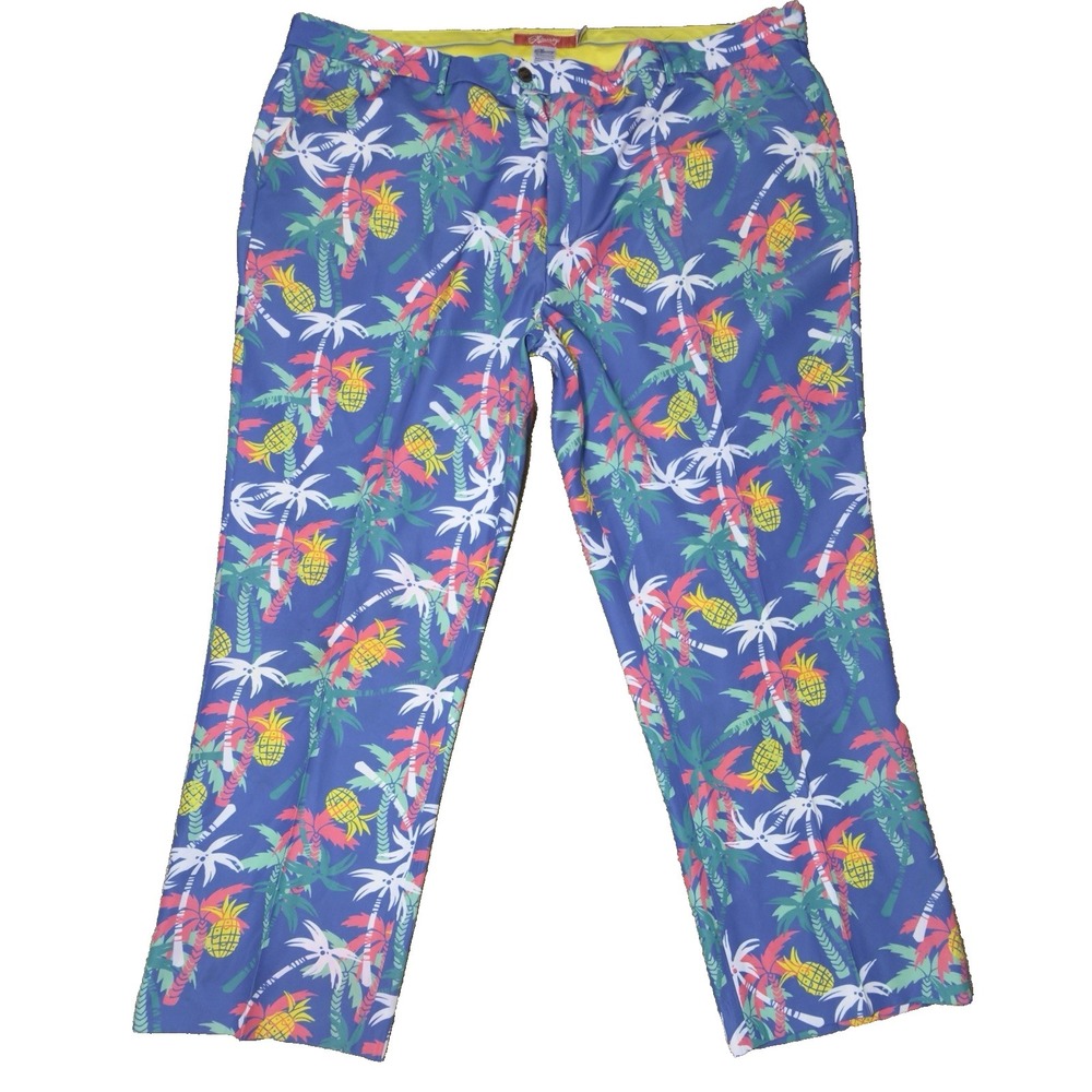 Shinesty Suit Pants Mens 44 Golf Pineapple Dopamine Bold Print Palm Trees